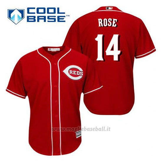 Maglia Baseball Uomo Cincinnati Reds Pete Rose 14 Rosso Alterner Cool Base
